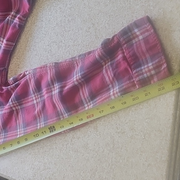 Jacks Girlfriend Red/Blue Plaid Pearl Snap Light Flannel Top Size L - Picture 16 of 16